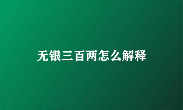 无银三百两怎么解释