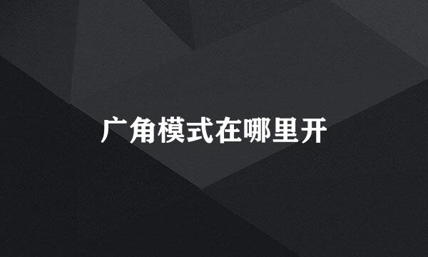 广角模式在哪里开
