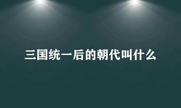 三国统一后的朝代叫什么