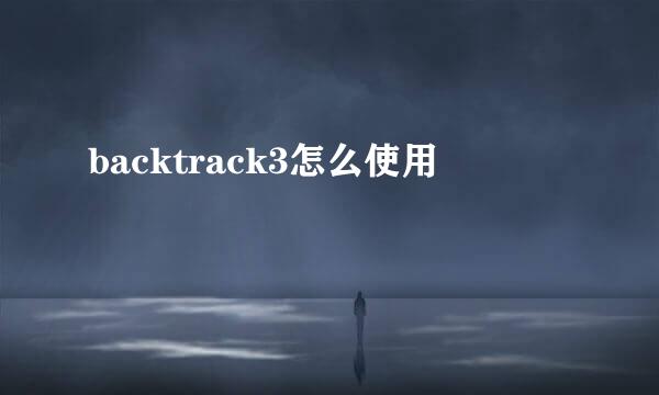 backtrack3怎么使用