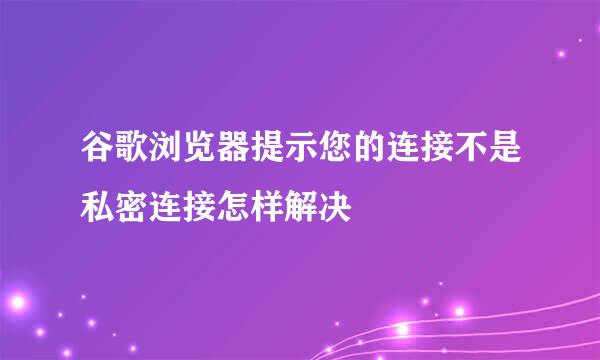 谷歌浏览器提示您的连接不是私密连接怎样解决