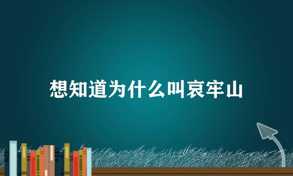 想知道为什么叫哀牢山