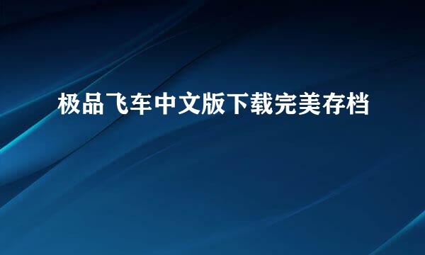 极品飞车中文版下载完美存档