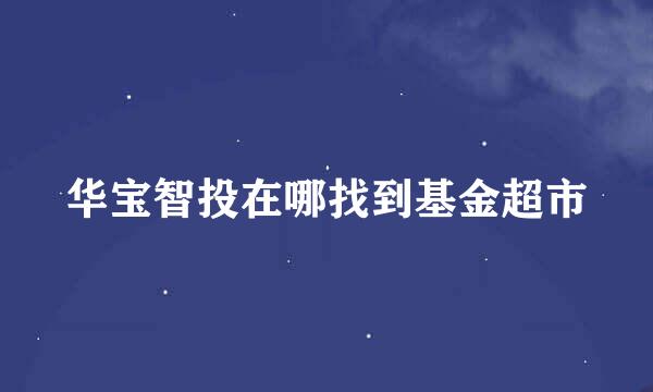 华宝智投在哪找到基金超市