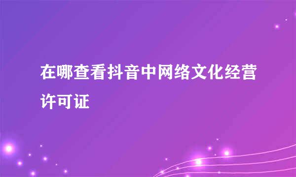 在哪查看抖音中网络文化经营许可证