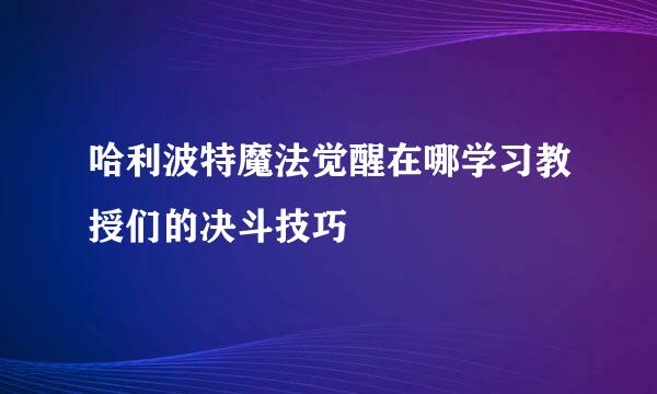 哈利波特魔法觉醒在哪学习教授们的决斗技巧