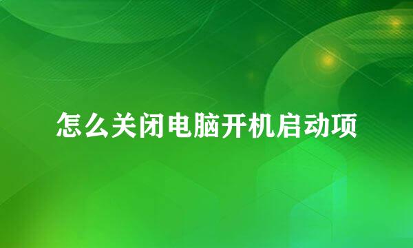 怎么关闭电脑开机启动项