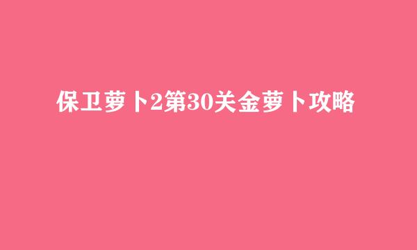 保卫萝卜2第30关金萝卜攻略