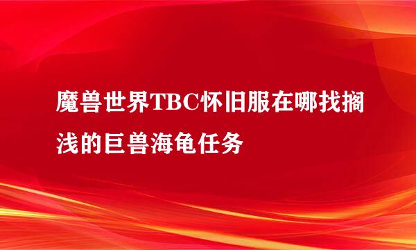 魔兽世界TBC怀旧服在哪找搁浅的巨兽海龟任务