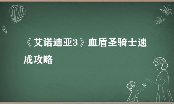 《艾诺迪亚3》血盾圣骑士速成攻略