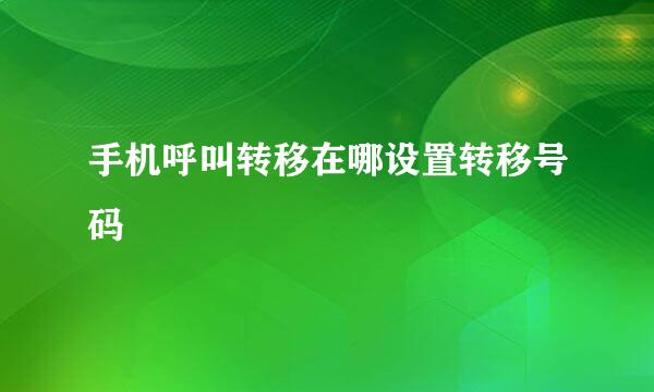 手机呼叫转移在哪设置转移号码