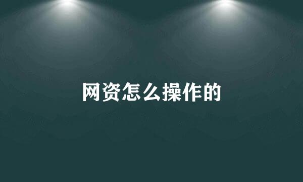 网资怎么操作的