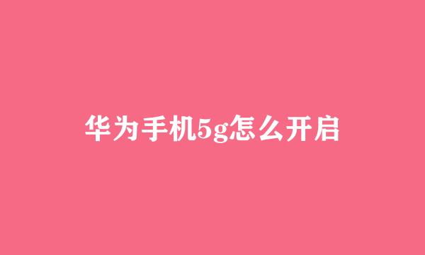 华为手机5g怎么开启