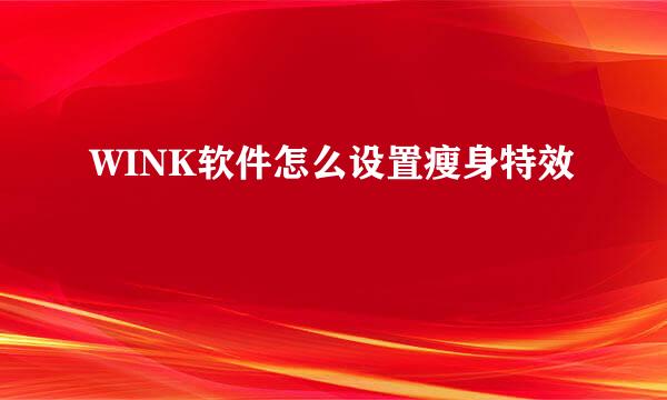 WINK软件怎么设置瘦身特效