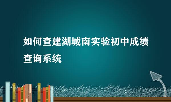 如何查建湖城南实验初中成绩查询系统