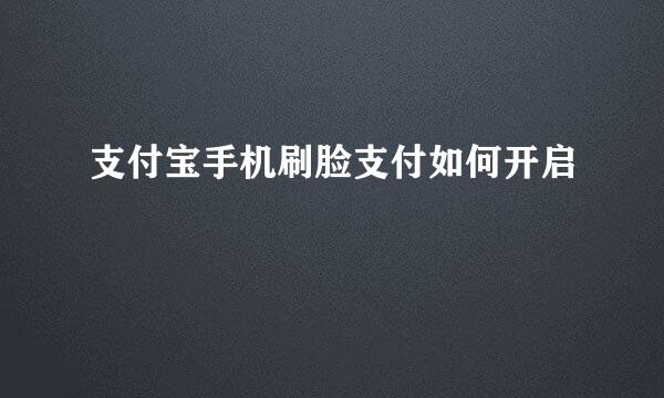 支付宝手机刷脸支付如何开启