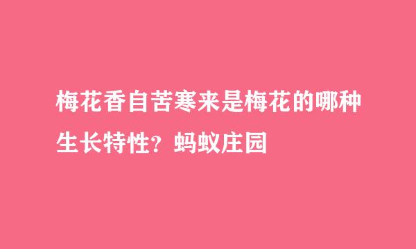 梅花香自苦寒来是梅花的哪种生长特性？蚂蚁庄园