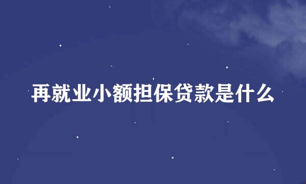 再就业小额担保贷款是什么