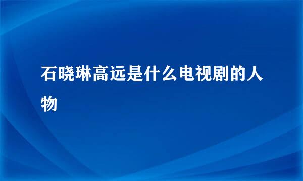 石晓琳高远是什么电视剧的人物