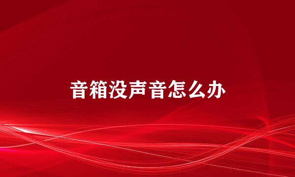 音箱没声音怎么办