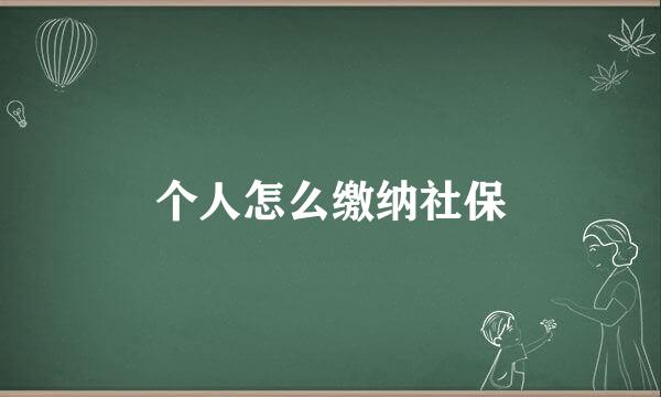 个人怎么缴纳社保