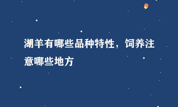 湖羊有哪些品种特性，饲养注意哪些地方