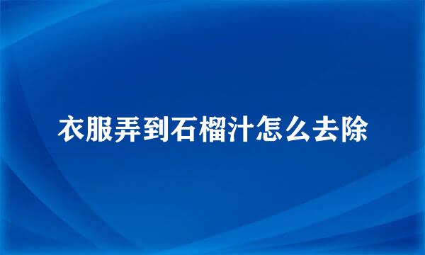 衣服弄到石榴汁怎么去除