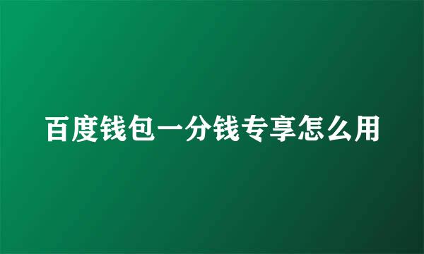 百度钱包一分钱专享怎么用