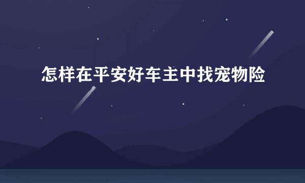 怎样在平安好车主中找宠物险