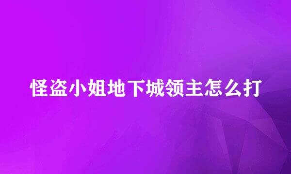 怪盗小姐地下城领主怎么打
