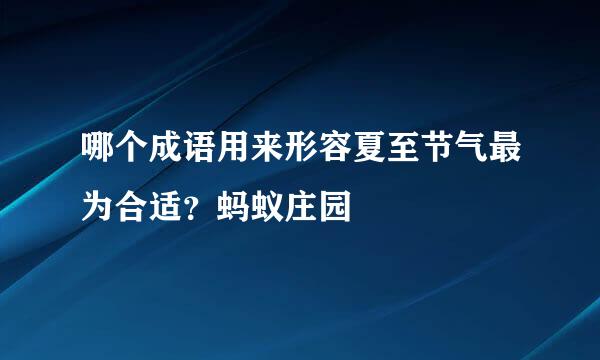 哪个成语用来形容夏至节气最为合适？蚂蚁庄园
