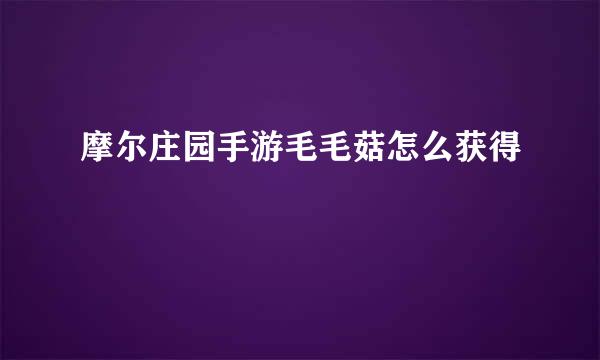 摩尔庄园手游毛毛菇怎么获得