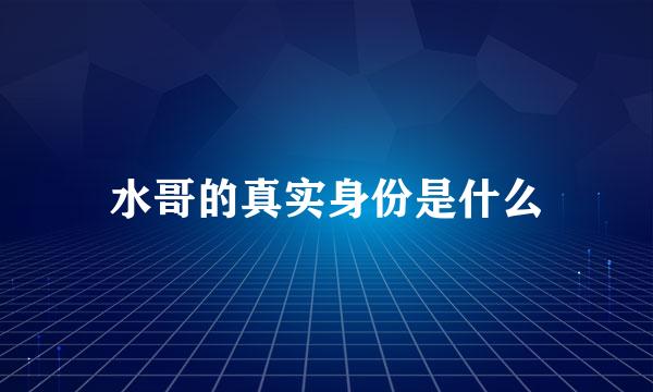 水哥的真实身份是什么