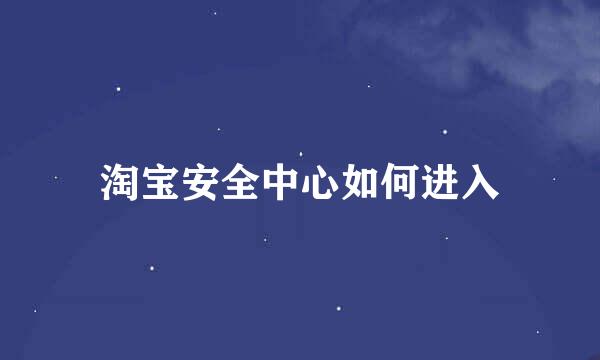 淘宝安全中心如何进入