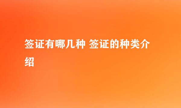 签证有哪几种 签证的种类介绍