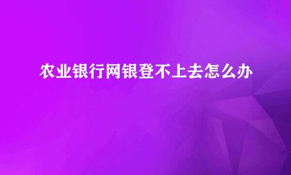 农业银行网银登不上去怎么办