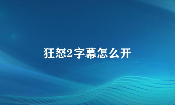 狂怒2字幕怎么开