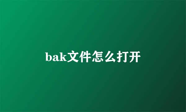 bak文件怎么打开