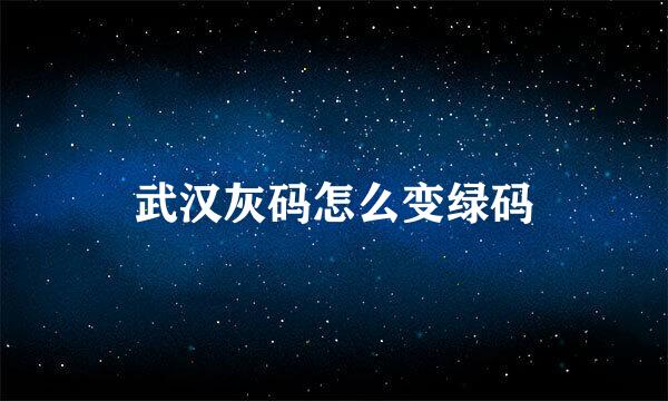武汉灰码怎么变绿码