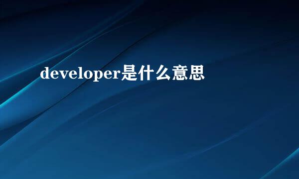 developer是什么意思