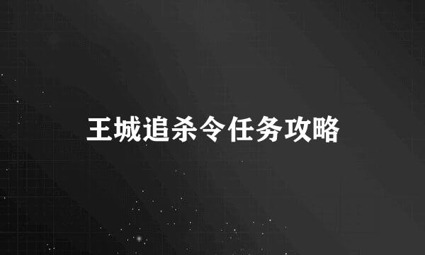 王城追杀令任务攻略