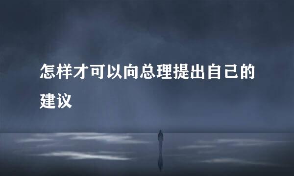 怎样才可以向总理提出自己的建议