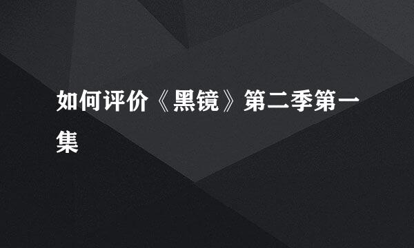 如何评价《黑镜》第二季第一集