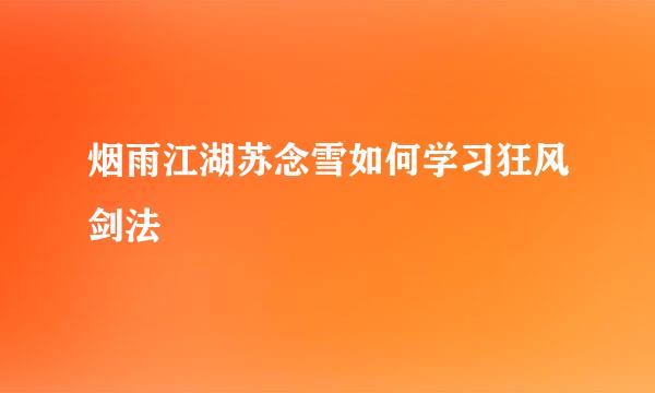 烟雨江湖苏念雪如何学习狂风剑法