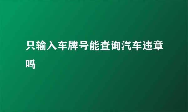 只输入车牌号能查询汽车违章吗