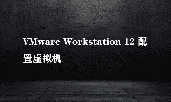 VMware Workstation 12 配置虚拟机