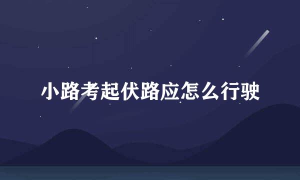 小路考起伏路应怎么行驶