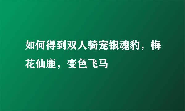 如何得到双人骑宠银魂豹，梅花仙鹿，变色飞马