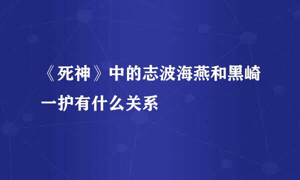 《死神》中的志波海燕和黑崎一护有什么关系