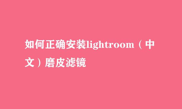 如何正确安装lightroom（中文）磨皮滤镜